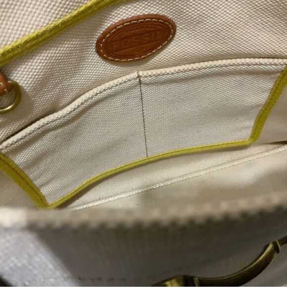Fossil canvas tote multicolor leather trim - Picture 5 of 11